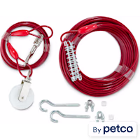 EveryYay Stretch Your Legs Canine Zipline Tie-Out Cable with Trolley, For Dogs Up to 100 lbs.