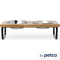 EveryYay Better Together Elevated Wood Double Diner with Stainless-Steel Bowls for Dogs