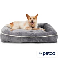 EveryYay Essentials Snooze Fest Grey Rectangle Lounger Dog Bed With Orthopedic Fill