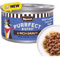 Merrick Purrfect Bistro Wild Caught Tuna, Cod and Carrot Recipe in Gravy, High Protein Natural Wet Cat Food