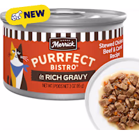 Merrick Purrfect Bistro Stewed Chicken, Beef and Carrot Recipe in Gravy, High Protein Natural Wet Cat Food