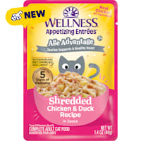 Wellness Appetizing Entrees Protein-Rich Chicken & Duck Recipe Age Advantage Shredded Wet Cat Food