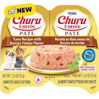 Inaba Churu Tuna Recipe with Bonito Flakes Flavor Entree Pate Twin Cup Cat Food