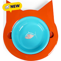 Petco Cat and Fish Wood and Stainless Steel Cat Bowl