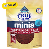 Blue Buffalo True Chews Minis Premium Grillers with Real Steak, Natural Dog Treats Mineral-Enhanced for Flavor