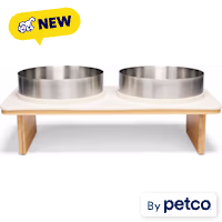 EveryYay Elevated Double Diner Dog Bowls and Silicone Mat Set
