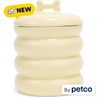 EveryYay Ceramic Cream Paw Print Treat Jar for Dogs
