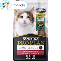 Purina Pro Plan Allergen Reducing Sensitive Skin & Stomach, LIVECLEAR Turkey and Oatmeal Formula High Protein Cat Food