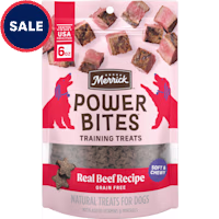 Merrick Power Bites Grain Free Snack with Real Beef Recipe Natural Soft and Chewy Real Meat Dog Treats