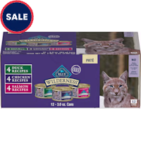 Blue Buffalo Wilderness Natural Adult Chicken, Salmon, Duck Pate Variety Pack Wet Cat Food