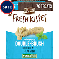Merrick Fresh Kisses Natural Dental Chews Toothbrush Treat Shape Infused with Real Mint for Tiny Dogs 5-15 lbs.