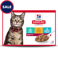 Hill's Science Diet Adult Tender Dinner Chicken, Tuna and Ocean Fish Canned Wet Cat Food Variety Pack
