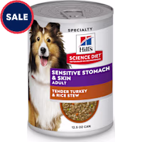Hill's Science Diet Adult Sensitive Stomach & Sensitive Skin Tender Turkey & Rice Stew Canned Wet Dog Food