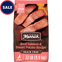 Merrick Premium Grain Free Wholesome Natural Kibble with Real Salmon and Sweet Potato Dry Adult Dog Food