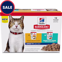 Hill's Science Diet Chicken, Tuna and Ocean Fish Senior 7+ Wet Cat Food Variety Pack
