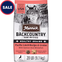 Merrick Backcountry Healthy Grains Kibble with Freeze Dried Raw Pieces, Pacific Catch Recipe Premium Dog Food