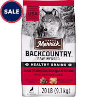 Merrick Backcountry Healthy Grains Kibble with Freeze Dried Raw Pieces, Great Plains Red Meat Recipe Dog Food