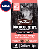 Merrick Backcountry Grain Free Kibble with Freeze Dried Raw Pieces, Pacific Catch with Salmon Adult Dry Dog Food