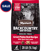 Merrick Backcountry Grain Free Dry Adult Dog Food Kibble with Freeze Dried Raw Pieces, Great Plains Red Recipe
