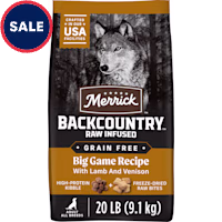 Merrick Backcountry Grain Free Kibble with Freeze Dried Raw Pieces, Big Game Recipe Adult Dry Dog Food