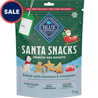 Blue Buffalo Oven-Baked with Natural Ingredients, Oatmeal & Cinnamon Santa Snacks Crunchy Dog Biscuits