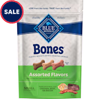 Blue Buffalo Bones Assorted Flavors Beef, Chicken, Bacon Small Natural Crunchy Dog Biscuit Treats