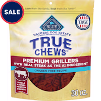 Blue Buffalo True Chews Made in the USA with Natural Ingredients, Steak Premium Grillers Dog Treats