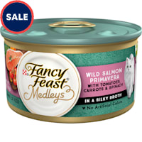 Fancy Feast Medleys Wild Salmon Primavera With Tomatoes Carrots and Spinach in Silky Broth Wet Cat Food
