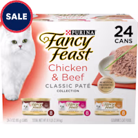 Fancy Feast Pate Chicken and Beef Classic Collection Grain Free Wet Cat Food Variety Pack