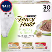 Fancy Feast Grain Free Poultry and Beef Feast Classic Collection Pate Wet Cat Food Variety Pack