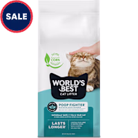 World's Best Cat Litter Poop Fighter Flushable Corn Cat Litter