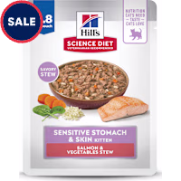 Hill's Science Diet Kitten Sensitive Stomach & Sensitive Skin Salmon & Vegetables Stew Wet Cat Food