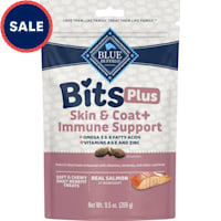 Blue Buffalo Soft & Chewy Salmon Morsels BLUE Bits Plus Skin & Coat and Immune Support Daily Benefit Dog Treats