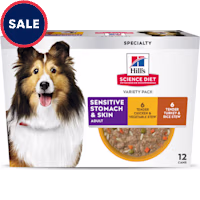 Hill's Science Diet Adult Sensitive Stomach & Skin Turkey & Chicken Stew Wet Dog Food Variety Pack