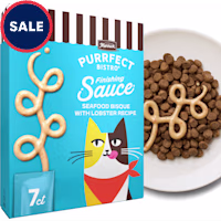 Merrick Purrfect Bistro Seafood Bisque with Lobster Recipe Sauce Wet Cat Treats for Snacking or Food Topper
