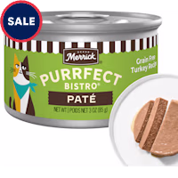 Merrick Purrfect Bistro Grain Free Premium High Protein Turkey Recipe Soft Canned Pate Adult Wet Cat Food