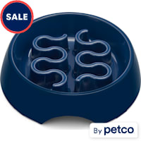 EveryYay Take it Slow Navy Plastic Slow Feeder Dog Bowl