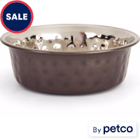 EveryYay Dining In Hammered Black Stainless-Steel Dog Bowl