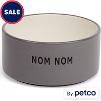 EveryYay Nom Nom Gray Ceramic Dog Bowl