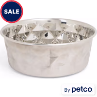 EveryYay Embossed Swirl Stainless Steel Dog Bowl
