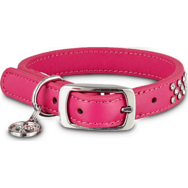 YOULY Leather Bling Pink Dog Collar, Small