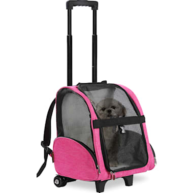 Pet Life Airline Approved Folding Zippered Sporty Mesh Pet Carrier in Pink  & Cream, Medium