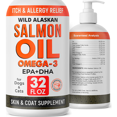 PLATO Wild Alaskan Salmon Oil Dog & Cat Supplement, 8-oz bottle 