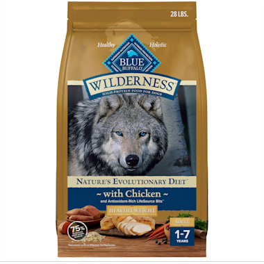 Blue Buffalo Blue Wilderness Plus Wholesome Grains Natural Adult Healthy Weight High Protein Chicken Dry Dog Food 28 lbs. Buffalo salmon dog food is my dogs favorite dog food