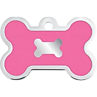 Quick-Tag Pink Epoxy Chrome Bone Personalized Engraved Pet ID Tag, Large