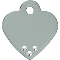 Quick-Tag Aurora Crystal Small Chrome Heart Personalized Engraved Pet ID Tag