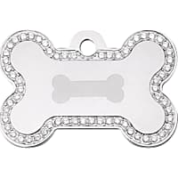 Quick-Tag Pave Outlined Bone Personalized Engraved Pet ID Tag, Large
