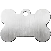 Quick-Tag Brushed Chrome Bone Personalized Engraved Pet ID Tag, Large