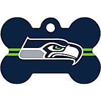 Quick-Tag Seattle Seahawks NFL Bone Personalized Engraved Pet ID Tag, Large
