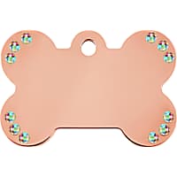 Quick-Tag Rose Gold Aurora Crystal Bone Personalized Engraved Pet ID Tag, Large
